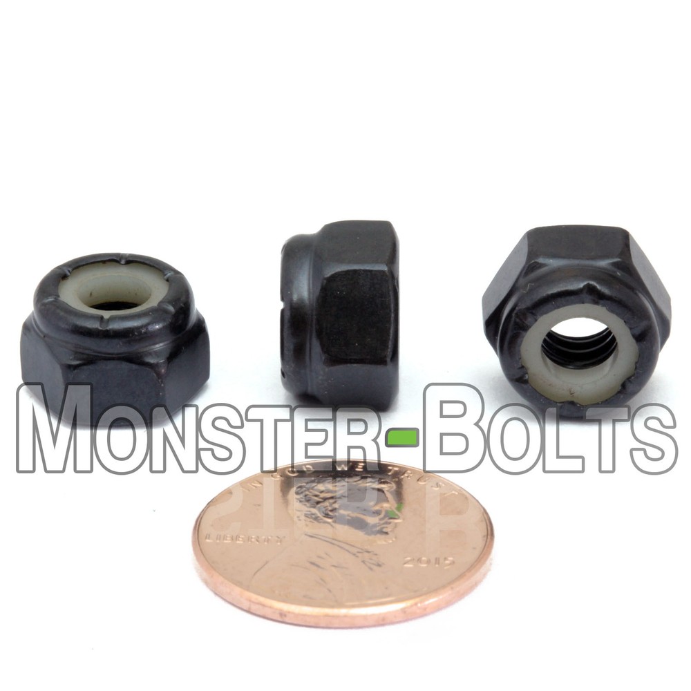 (50) 1/4-20 NE – Nylon Insert Hex Lock Nuts SAE Steel w Black Phosphate & Oil