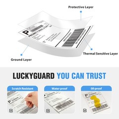 LuckyGuard 4×6 Thermal Labels Fanfold 500-Pack 1 Stack | 500 Labels, White