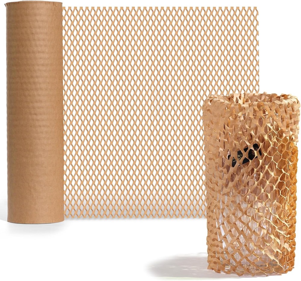Honeycomb Packing Paper Roll 12 in x 1200 ft, Eco-Friendly Kraft Cushioning Wrap