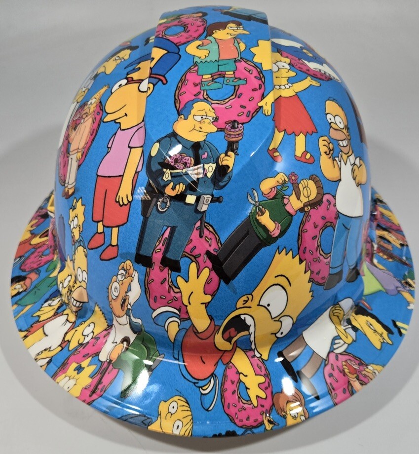 New Full Brim Hard Hat Custom Hydro Dipped THE SIMPSONS. Free Shipping!