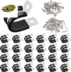 50PCS 3/8 Inch Cable Clamps 304 Stainless Steel Rubber Cushion Insulated Wire Cl