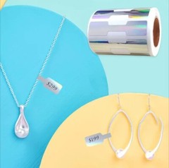 500 Pcs Laser Silver Prism Blank Sticker Roll For Jewelry Label Price Tag NEW