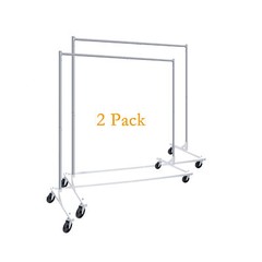 2PCS Rolling Garment Rack Clothes Rack Collapsible Z-Base Storage Clothing Rack