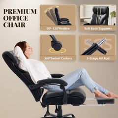 500lbs Big and Tall Office Chair with Footrest Wide Ergonomic Computer Chair