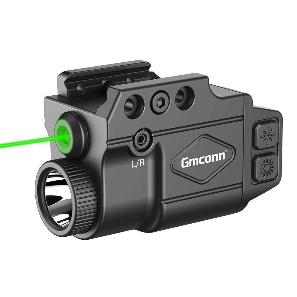 Gmconn 800 Lumen Tactical Flashlight with Green Beam Sight Combo, Gun Black