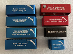 Set of 8 Bur Blocks: 6 Brasseler, 1 Komet, 1 Henry Schein Bur Blocks