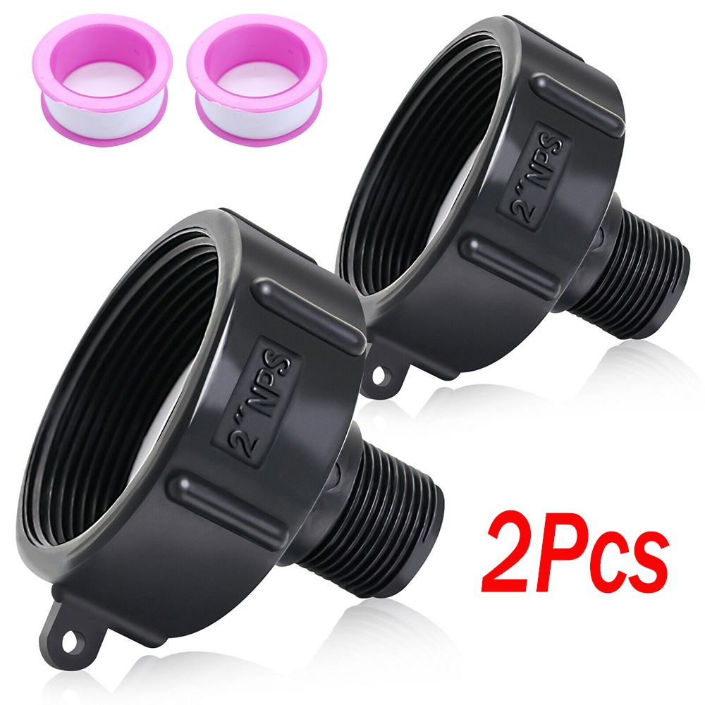 2PCS 275 330 G IBC Tote Adapter 2″ NPT (NPS) Fine Thread x3/4 Male Garden Hose