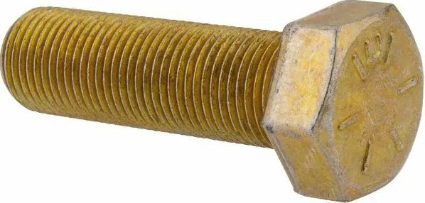 7/8″-14 x 2″ Grade 8 Hex Cap Screw Fine Thread Yellow Zinc QTY 5