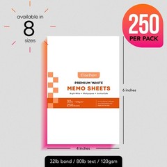 White Memo Sheets, Premium Weight 32lb Bond Unruled Loose Paper, Scratch Writ…
