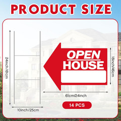 14 Pcs Open House Signs for Real Estate 18 X 24 Inch Double Sided Arrow Shape Di
