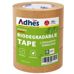 ADHES Kraft Paper Tape, 2 Inch x 60 Yards x 3 Rolls, Biodegradable Paper Pack…