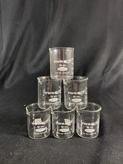 VWR 50mL Low Form Griffin Glass Graduated Beaker Pour Spout 6PK 10754-946