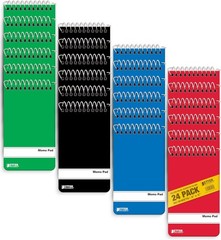 Spiral Memo Pads, 24 Pack, 3 x 5 inches, 60 Sheets, College Rule, by , Assort…