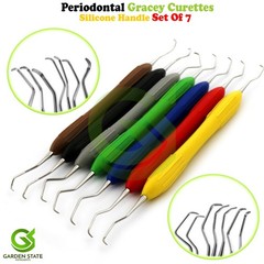 NEW SILLICONE HANDLE Periodontal 7 PCS Gracey Curettes Set Dental Instruments