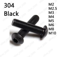 Black 304 Stainless Steel Hex Socket Bolts Button Head Screws M3 M4 M5 M6 M8 M10