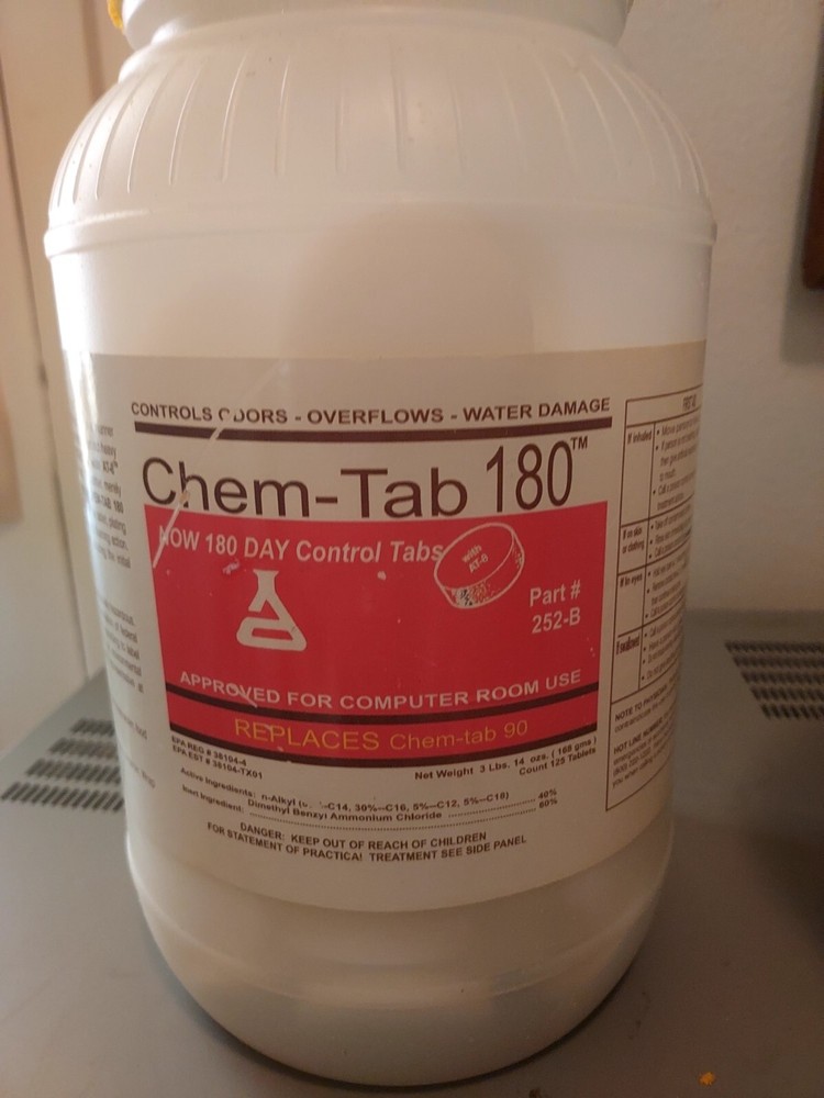 Chem-Tab bottle of 125 Tablet Jar for Air Conditioners Drain Lines