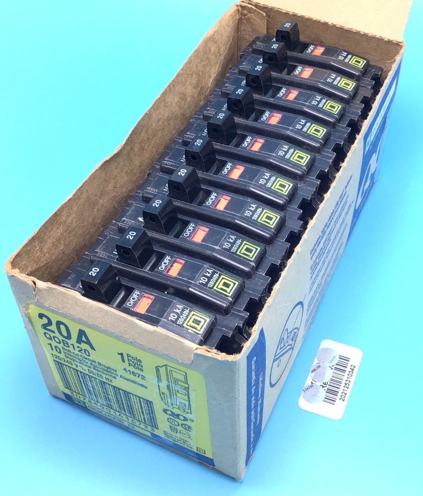One (1) New Circuit Breaker Square D QOB120 20 Amp 1 Pole FOR BOLT ON PANEL