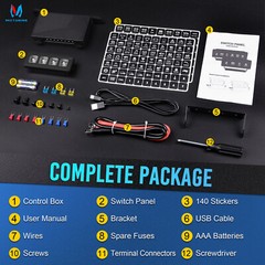 MICTUNING Wireless Switch Panel Momentary/Toggle Auxiliary Circuit Relay System