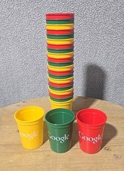 (24) Hard Plastic Google 12 oz Cups 8 Red/8 Yellow/8 Green