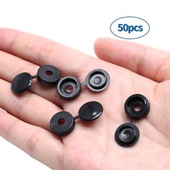 Black Screw Caps w/ Flip Tops Hinged Covers for Phillips Screws Waterproof 50pcs
