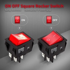 3 Pack On Off Red Light Rocker Switch 250V AC 30 AMP 125V 30A DPST 4 lug legs