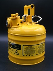 One (1) JUSTRITE 7220220 (ULINE H-1849Y) Safety Can, 2-Gallon, Yellow, Diesel