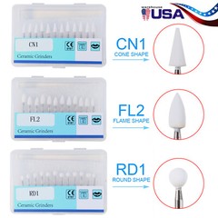 Dental Porcelain Resin Handpiece Polishing Burs FG Cone/Flame/Round