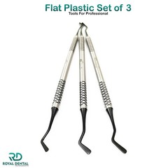 Dental Flat Plastic Composite Filling Instruments Set of 3 Mate Black Tips