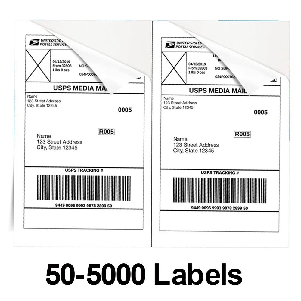 50-5000 Premium 8.5″ X 5.5″ Shipping Labels Half Sheet Self Adhesive 2 Per Sheet