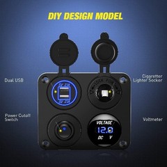 4 in 1 ON OFF Charger Socket Panel Dual USB Charger Power Color: 4 in 1 Panel