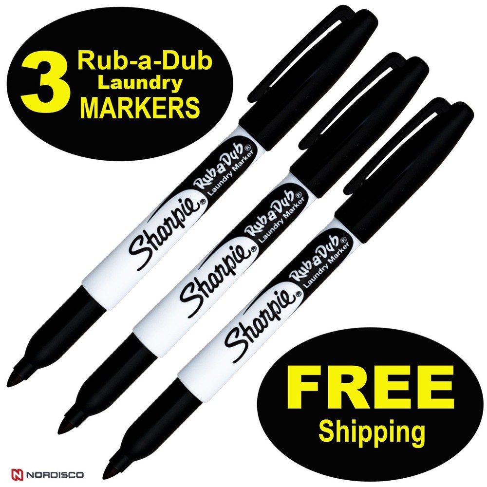 Sharpie Rub-A-Dub Laundry Marker 31101PP, Fine Point, Black Ink, Pack of 3