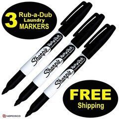 Sharpie Rub-A-Dub Laundry Marker 31101PP, Fine Point, Black Ink, Pack of 3