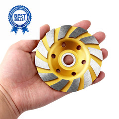 2 Pieces 4 Inch Concrete Stone Ceramic Turbo Diamond 4 inches, Yellow