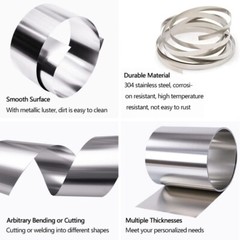 0.1mm – 1mm Thick 304 Stainless Steel Flat Bar Metal Strip Sheet Foil Band Roll