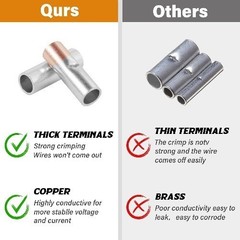 16 14 AWG Non Insulated Butt Connectors Crimps Pure Copper Wi Style: 16-14 AWG