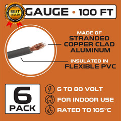 12 Gauge Primary Automotive Wire 6 Roll Bulk Assortment Pack 12 AWG Auto Cable
