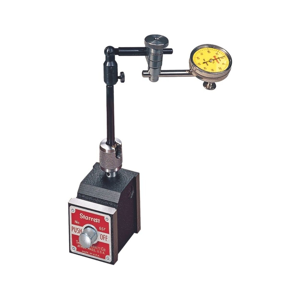 New Starrett METRIC No. 657 Magnetic Base Back PlungerDial Indicator Set 0-5mm