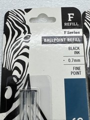 Lot 3 Packs (6 Total) Zebra Steel F-Refills Ballpoint Pens Black Ink .7mm FINE