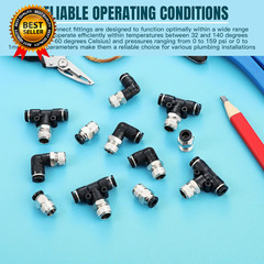 12 Pcs Push to Connect Fittings 1/4 Inch Tube OD X 1/4 NPT Air Line Pneumatic