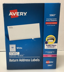 Avery 5967 (20,000 labels) Return Address Labels 1/2″ x 1-3/4″ Laser White