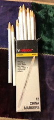 NEW HANSON Phano WHITE China Marker Peel Off Box of 12 Markers NIB Blanc pencils