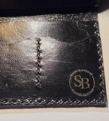 SB Black Leather Business Card Holder Wallet Case with SB Logo Hand Made.