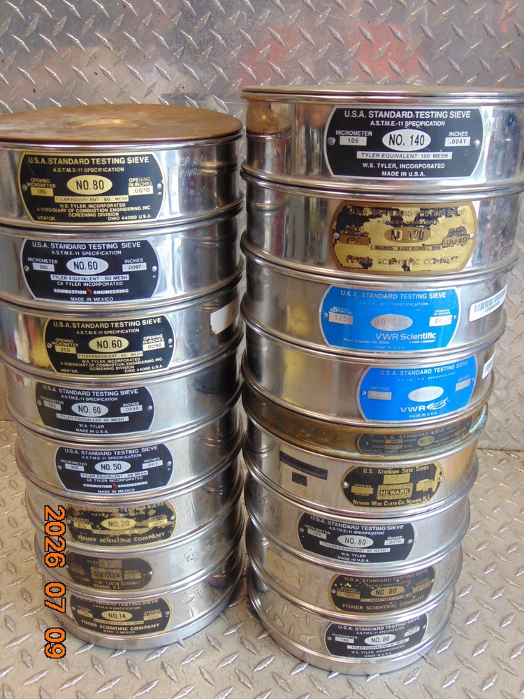 *LOT OF 17* USA STANDARD TEST SIEVES with TWO LIDS see description