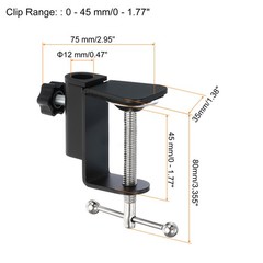 0.47″ Mount Dia. Universal C-Clamp Table Lamp Mic Arm Desk Clamp, Black
