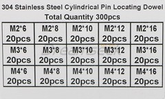 300pcs Cylindrical Pin Locating Dowel Pins Solid M2 M3 M4 Kit Stainless Steel