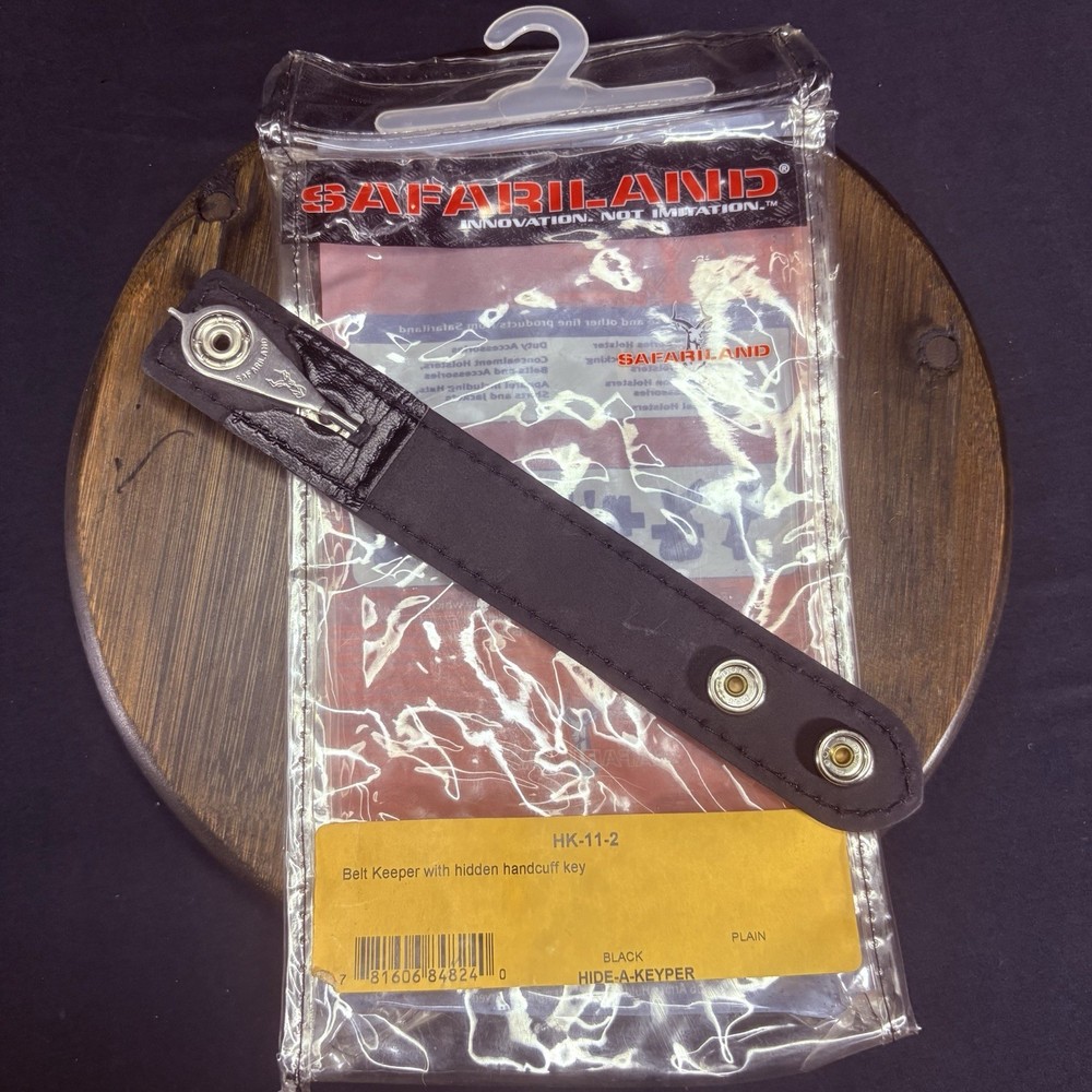 Belt Keeper w/ Hidden Handcuff Key HK-11 Hide-a-Keyper Black Leather Chrome Snap