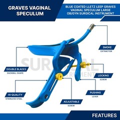 LLETZ LEEP Graves Vaginal Speculum Gynecology Surgical Large Blue Coated German