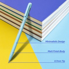 Hauser XO 0.7mm Ball Pen Blister Pack | Sleek Body 1 Count (Pack of 10), Blue
