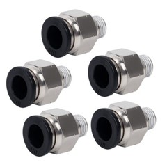 Pneumatic 3/8″ OD Tube x 1/4 NPT Male Connector Air Push to Connect Fitting 5Pcs