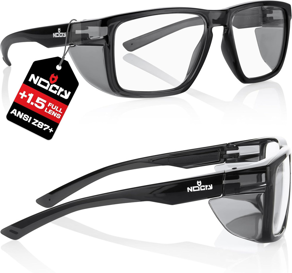 NoCry ANSI Z87.1 Safety Glasses with Readers 1.5 with Anti Fog & Anti Scratch Co